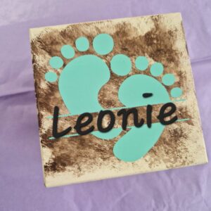 Holzwürfel Spardose " Geburt"